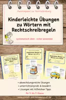 Vorschau - Unterrichtsreihen - Kinderleichte Übungen zu Wörtern mit Rechtschreibregeln - Materialpaket - Deckblatt