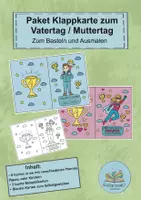 Vorschau - Mal- und Bastelvorlagen - Muttertag / Vatertag Karte basteln Paket - Deckblatt