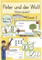 Vorschau - Stationenlernen - Peter und der Wolf – Instrumente kennenlernen | Musik Klasse 1–3 | Lernzielkontrolle, Bildkarten, Begleitheft, digitale Tafel - Deckblatt