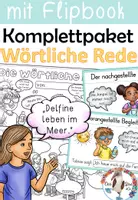 Vorschau - Unterrichtsreihen - Wörtliche Rede - Komplettpaket mit Lernwerkstatt, Flipbook und Mini-Heft - Deckblatt