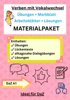 Vorschau - Arbeitsblätter - Materialpaket: Vokalwechsel-Verben im Präsens (DaZ / A1–A2). Arbeitsblätter und Übungen mit Lösungen - Deckblatt
