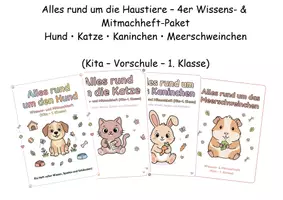 Vorschau - Arbeitsblätter - Alles rund um die Haustiere – 4er Wissens- & Mitmachheft-Paket - Deckblatt