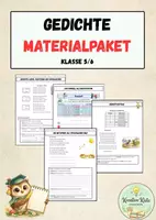 Vorschau - Unterrichtsreihen - Gedichte - Materialpaket (Merkposter zu Grundlagen, Reimformen & Gedichtformen + komplette Unterrichtsreihe mit über 40 Arbeitsblättern - Deckblatt