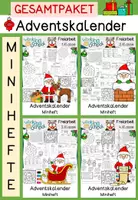 Vorschau - Stationenlernen - Mini Adventskalender Grundschule Klasse 1-4 | Deutsch Mathe Rätsel Adventszeit Arbeitsblätter & Mini-Heft - Deckblatt