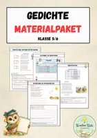 Vorschau - Stundenentwürfe - Gedichte - Materialpaket - Klasse 5/6 - komplette Unterrichtsreihe - Deckblatt