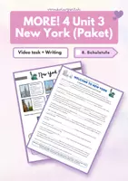 Vorschau - Arbeitsblätter - Materialpaket New York (More! 4 Unit 3) Writing + Video Task - Deckblatt