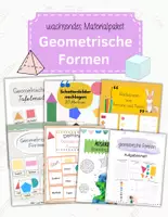 Vorschau - Arbeitsblätter - Wachsendes Materialpaket Geometrische Körper & Formen – Grundschule Mathematik Klasse 1–3 | Arbeitsblätter, Tafelmaterial, Lesedomino, Mosaikbilder - Deckblatt