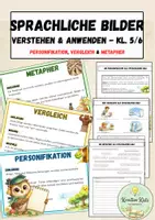 Vorschau - Arbeitsblätter - Sprachliche Bilder - Personifikation, Vergleich & Metapher - Arbeitsblätter & Lernplakate | Kl. 5/6 - Deckblatt