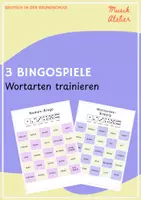 Vorschau - Stationenlernen - Bingo-Paket - Nomen, Verben & Adjektive + Nomen-Bingo - Deckblatt