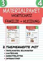 Vorschau - Mal- und Bastelvorlagen - Materialpaket SPRACHFÖRDERUNG in der VORSCHULE 3 + 4 (Thema Kleidung und Familie) - Deckblatt
