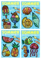 Vorschau - Arbeitsblätter - Sommer Pop Art Fensterbilder Materialpaket - Kunst im Sommer - Deckblatt