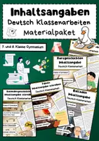 Vorschau - Arbeitsblätter - Inhaltsangaben Klassenarbeiten Deutsch: Kurzgeschichte, Ballade, Fabel, Kalendergeschichte & Sachtext - Deckblatt