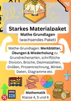 Vorschau - Arbeitsblätter - Wachsendes Materialpaket Mathe Grundlagen (Klasse 4–6) – Brüche, Dezimalzahlen, Größen, Prozentrechnung etc. & Lösungen - Deckblatt