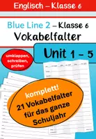 Vorschau - Arbeitsblätter - Materialpaket Vokabelfalter Klasse 6 Unit 1 - 5 (Blue Line 2) Mittelschule - Deckblatt