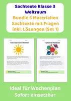 Vorschau - Stundenentwürfe - Sachtexte Klasse 3 – Weltraum Materialpaket (5 Materialien) | Arbeitsblätter mit Lösungen (Set 1) - Deckblatt