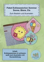 Vorschau - Mal- und Bastelvorlagen - Materialpaket Sommer Lesezeichen Ecken / Kunst vor den Sommerferien - Deckblatt