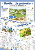 Vorschau - Merkblätter - Materialpaket: Längeneinheiten, Flächeneinheiten, Volumeneinheiten - Deckblatt