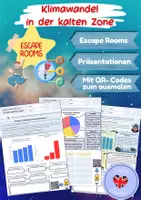 Vorschau - Arbeitsblätter - Klimawandel in der kalten Zone - Gesamte Einheit (Escape Rooms mit Präsentation und Lösungen) - Deckblatt
