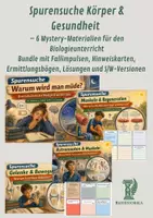 Vorschau - Arbeitsblätter - Spurensuche Körper & Gesundheit – 6 Mystery-Materialien für den Biologieunterricht - Bundle mit Fallimpulsen, Hinweiskarten, Ermittlungsbögen, Lösungen und S/W-Versionen - Deckblatt