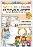 Vorschau - Stundenentwürfe - Sozialtraining: Die Komplimente-Werkstatt: Komplettpaket (4 Unterrichtsstunden) / Klasse 3 & 4 / Selbstwertgefühl stärken / Soziales Lernen / Schuljahresbeginn / Schuljahresende / differenziert - Deckblatt