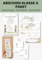 Vorschau - Arbeitsblätter - Abschied Klasse 4 Paket | Wahres Zeugnis, Abschiedsheft & Abschiedsgeschenk Grundschule | Geschenk Abschied Schüler - Deckblatt