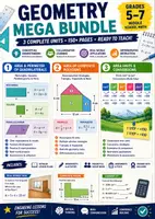Vorschau - Unterrichtsreihen - Geometrie Mega Bundle – Flächeninhalt, Umfang & Flächeneinheiten | Mathematik Sek I - Deckblatt