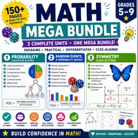 Vorschau - Unterrichtsreihen - 🎲📐 Middle School Math Mega Bundle | Probability, Geometry, Symmetry & Real-World Applications - Deckblatt