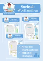Vorschau - Arbeitsblätter - Materialpaket Suchsel: Wortstamm & Wortfamilien (FRESCH Wortbausteine) - Deckblatt