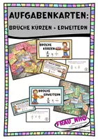 Vorschau - Aufgabenkarten - Materialpaket Aufgabenkarten Brüche kürzen + erweitern + Lösungen - Deckblatt
