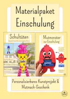 Vorschau - Mal- und Bastelvorlagen - Einschulung Materialpaket - Kunst und basteln Klasse 1 - Geschenk zum Schulbeginn - Deckblatt