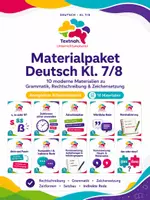 Vorschau - Stundenentwürfe - Deutsch Klasse 7/8 Materialpaket – Rechtschreibung, Grammatik und Zeichensetzung - Deckblatt