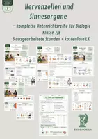 Vorschau - Unterrichtsreihen - Nervenzellen und Sinnesorgane – komplette Unterrichtsreihe für Biologie Klasse 7/8 - Deckblatt