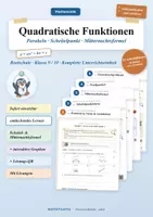 Vorschau - Stundenentwürfe - Quadratische Funktionen Klasse 9/10 · Parabeln & Mitternachtsformel - Deckblatt
