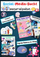 Vorschau - Arbeitsblätter - Social Media Sucht Materialpaket: Dopamin, Belohnungssystem, FOMO, digitale Balance - Deckblatt