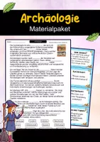 Vorschau - Arbeitsblätter - Archäologie – Materialpaket | Wissenskartei, Lückentext & Quizkarten - Deckblatt