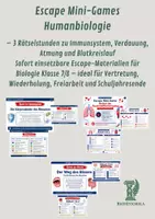 Vorschau - Arbeitsblätter - Escape Mini-Games Humanbiologie – 3 Rätselstunden zu Immunsystem, Verdauung, Atmung und Blutkreislauf - Deckblatt