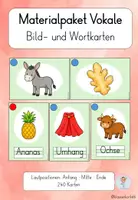 Vorschau - Bildkarten - Buchstabeneinführung Vokale A E I O U – Bildkarten & Wortkarten mit Artikelpunkten - Deckblatt