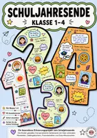Vorschau - Arbeitsblätter - Schuljahresende Abschluss Schuljahr Klasse 1-4 Bastelprojekt Zahlen - Deckblatt