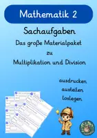 Vorschau - Arbeitsblätter - Sachaufgaben Mal und Geteilt Klasse 2 – Das große Materialpaket mit Lösungen - Deckblatt