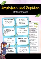 Vorschau - Arbeitsblätter - Amphibien und Reptilien – Materialpaket | Wissenskartei, Lückentext & Quizkarten - Deckblatt