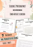 Vorschau - Arbeitsblätter - Aufsatz schreiben | 7 Materialien | Arbeitsblätter | Merkblätter inkl. Lösung | Materialpaket | Sequenz | Deutsch | Klasse 7 und 8 - Deckblatt