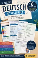 Vorschau - Arbeitsblätter - Deutsch 1. Klasse Mittelschule: Großes Bundle mit 6 Arbeitspaketen – Rechtschreibung, Grammatik & Schreiben - Deckblatt