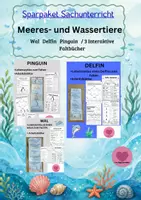 Vorschau - Arbeitsblätter - Materialpaket Wassertiere - Sparpaket: 3 interaktive Faltbücher(Wal, Delfin, Pinguin) Sachunterricht Grundschule - Deckblatt