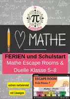 Vorschau - Arbeitsblätter - Mathe Escape Rooms & Duelle Klasse 5–8 – Schuljahresende, Ferien, Wiederholung & Schulstart | Mit Lösungen - Deckblatt