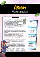 Vorschau - Arbeitsblätter - Asien – Materialpaket | Wissenskartei, Lückentext & Quizkarten - Deckblatt
