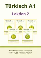 Vorschau - Arbeitsblätter - Türkisch A1 - Lektion 2: Bundle zu Klassenzimmer, Zahlen, Berufen, Freizeit, Sprachen und Dialogen im Präsens - Deckblatt