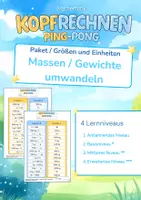 Vorschau - Arbeitsblätter - Paket Massen/Gewichte umrechnen | 4 Lernniveaus | Training mit der Ping-Pong-Methode – Größen & Einheiten - Deckblatt