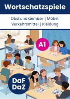 Vorschau - Arbeitsblätter - DaF DaZ Wortschatzspiele | A1 - Deckblatt