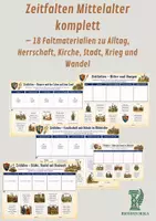 Vorschau - Arbeitsblätter - Zeitfalten Mittelalter komplett – 18 Faltmaterialien zu Alltag, Herrschaft, Kirche, Stadt, Krieg und Wandel - Deckblatt