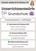 Vorschau - Stundenentwürfe - 11 Unterrichtsentwürfe aus dem Referendariat NRW Grundschule inkl. 2 UPP-Stunden - Deckblatt
